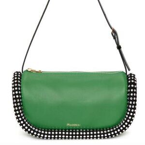 NEW JW ANDERSON Bumper-15 leather shoulder bag with crystal Green/Black